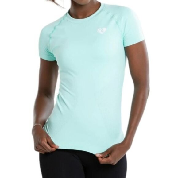 NWT Women's Best Wear POWER SEAMLESS T-SHIRT COLOR Bleached Aqua Size S‎ - Picture 2 of 9